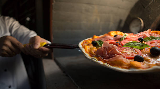 Parma ham pizza stock photo