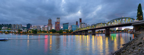 Panoramic View of Portland looking from Willamette river