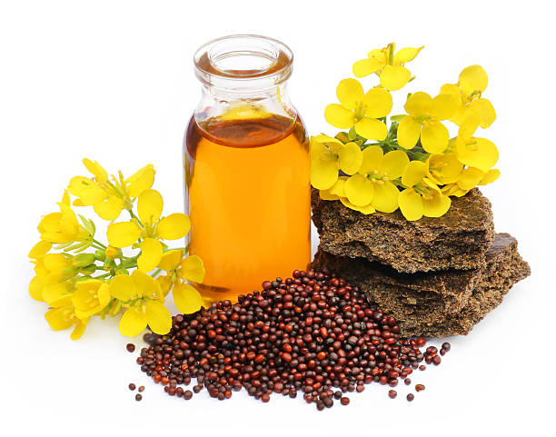 istock Mustard oil cake with flower 483924042