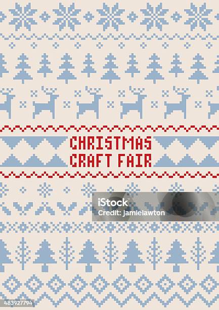 Christmas Craft Fair Poster Handmade Seamless Pattern Stock Illustration - Download Image Now