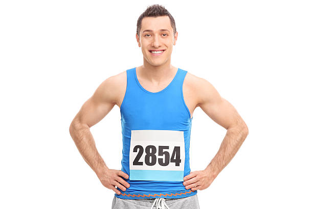 istock Young male runner in a blue jersey 483930894