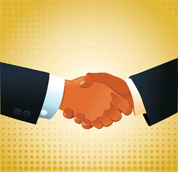 Vector illustration of Friendly Handshake - Business Deal is Made