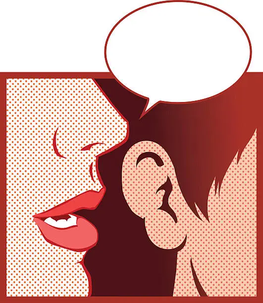 Vector illustration of Small Gossip and Two Women - Close Up