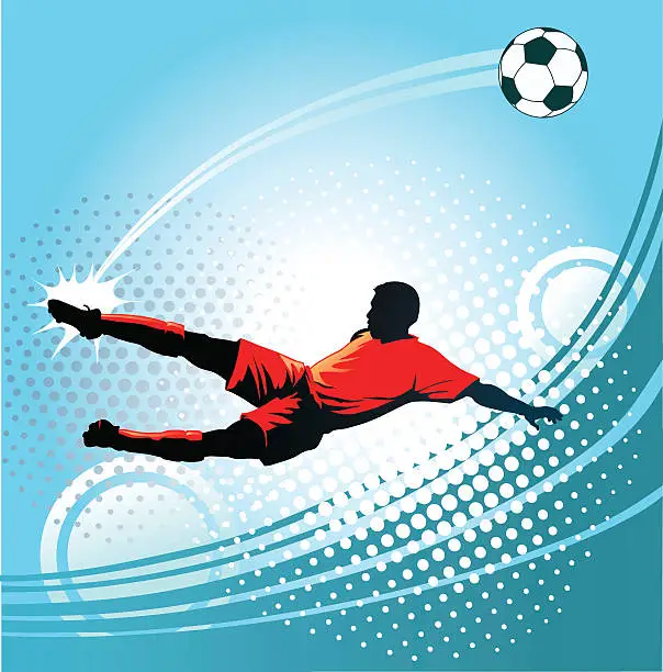 Vector illustration of Soccer Player Kicking the Ball with Perfect Precision