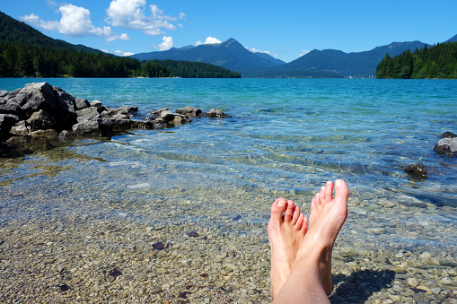 Feet up and relaxing at one of the most beautiful lakes in Bavaria, the Walchensee.