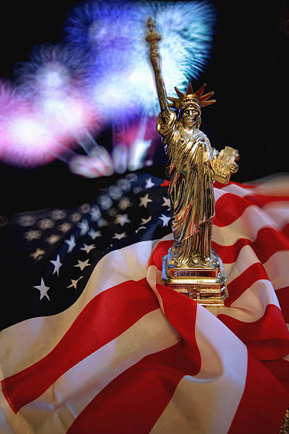 istock US flag Statue of Liberty Fireworks 483941478