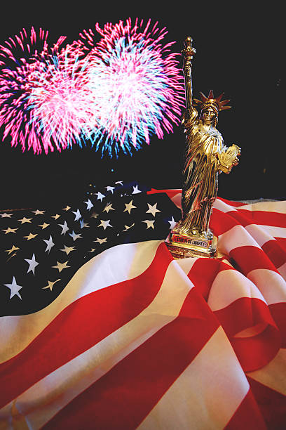 istock US flag Statue of Liberty Fireworks 483941512