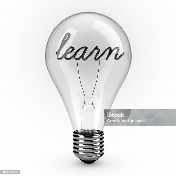 Learn Lightbulb Stock Photo - Download Image Now - Learning, Light Bulb, Single Word