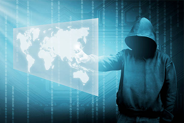 istock Computer hacker silhouette of hooded man 483954350