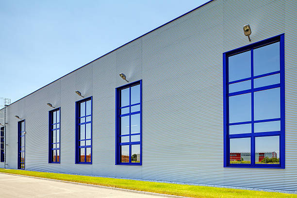 istock Aluminum facade on industrial building 483954484