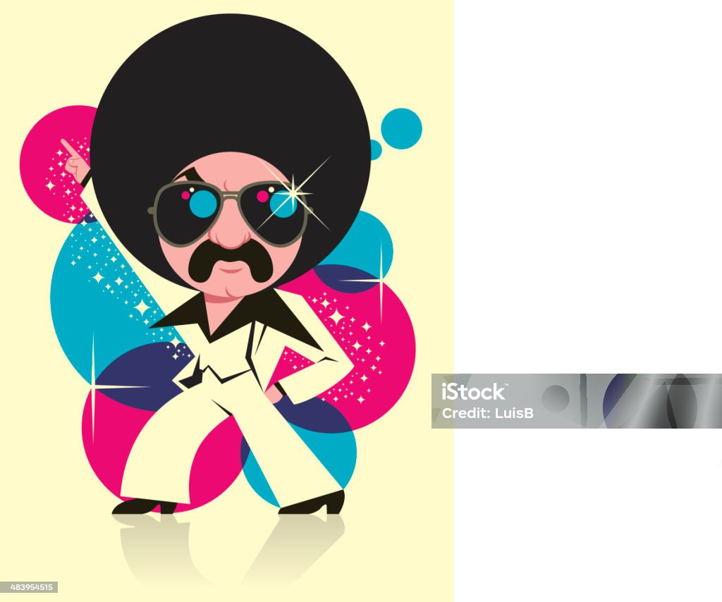 FUNKY MAN Man dancing disco music. Disco Dancing stock vector