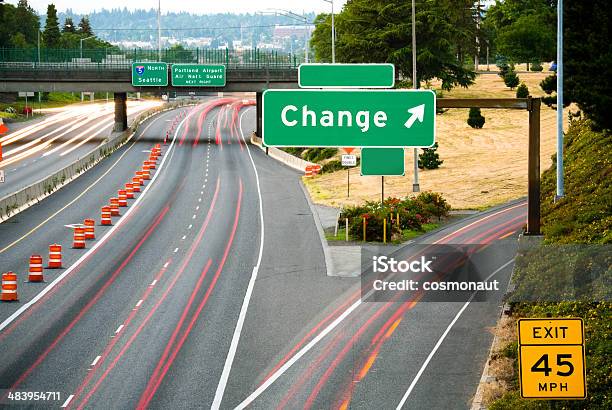 Change This Way Stock Photo - Download Image Now - Overpass - Road, Exit Sign, Change