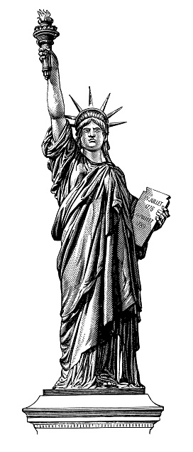 Antique engraving of the original Statue of Liberty, located in the Jardin du Luxembourg in Paris. Very high XXXL resolution image scanned at 600 dpi. Published in Specimens des divers caract