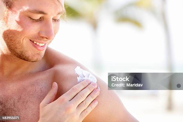 Solar Cream Sunscreen Stock Photo - Download Image Now - Men, Sun, Moisturizer