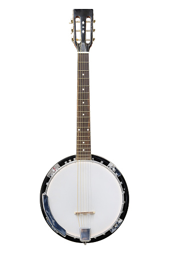 The image of white banjo isolated under the white background