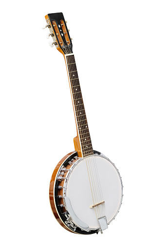 The image of white banjo isolated under the white background