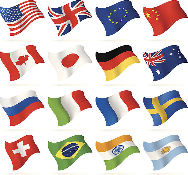 ilustrações, clipart, desenhos animados e ícones de voando populares flags - british flag vector symbol flag