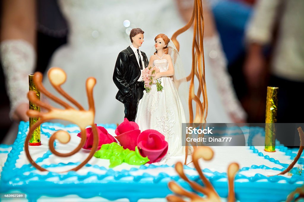 Wedding Cake Bride and groom on a wedding cake Wedding Cake Stock Photo