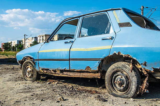 istock Old car on the meadow 483957469