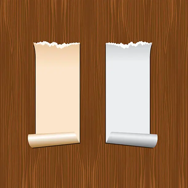 Vector illustration of Paper roll with wooden texture