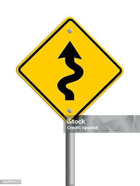 Traffic Sign Zigzag Isolate On White Background Stock Photo - Download Image Now - Car, Curve, Generic Location