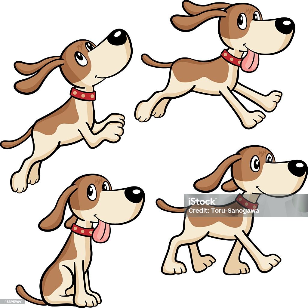 4 つのポーズハウンド - 犬のロイヤリティフリーベクトルアート