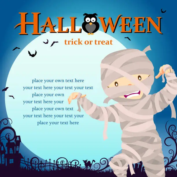 Vector illustration of Halloween mummy trick or treat