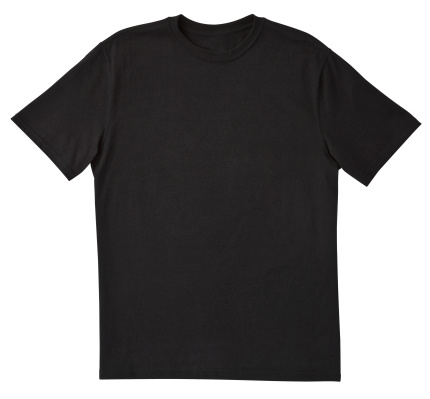 Blank Black Tshirt Front With Clipping Path Stock Photo - Download
