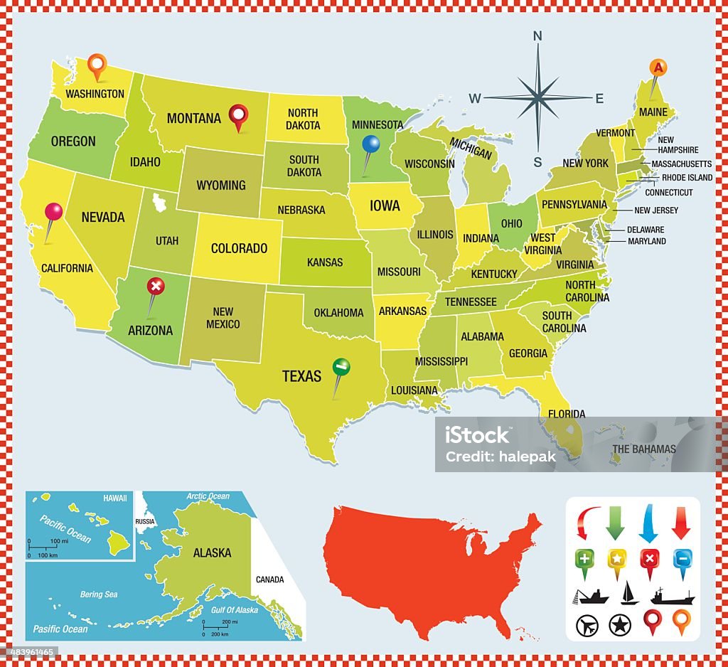 USA la mappa colorfull - arte vettoriale royalty-free di Colorado