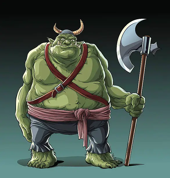 Vector illustration of Big fat troll (orc)