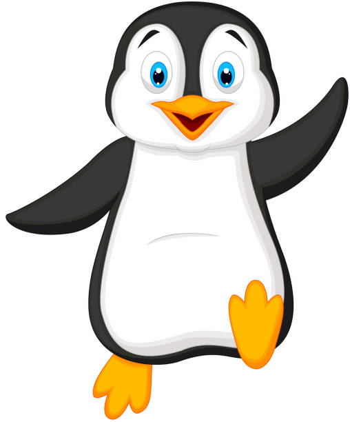 Cute Penguin Cartoon Waving Stock Illustration - Download Image Now -  Penguin, Cartoon, Vector - iStock