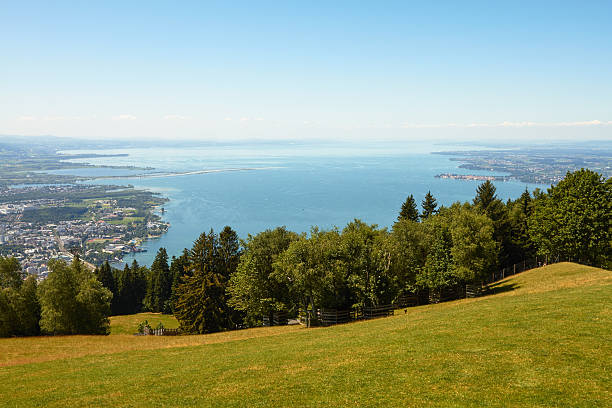 Lake Constance Wide Shot with view over the entire Lake Constance. bregenz stock pictures, royalty-free photos & images