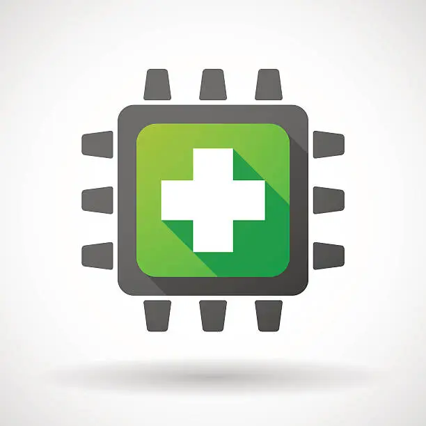 Vector illustration of CPU icon with a pharmacy sign