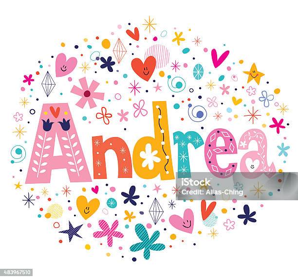 Andrea Female Name Decorative Lettering Type Design Stock Illustration - Download Image Now