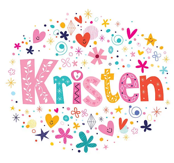 Vector illustration of Kristen female name decorative lettering type design