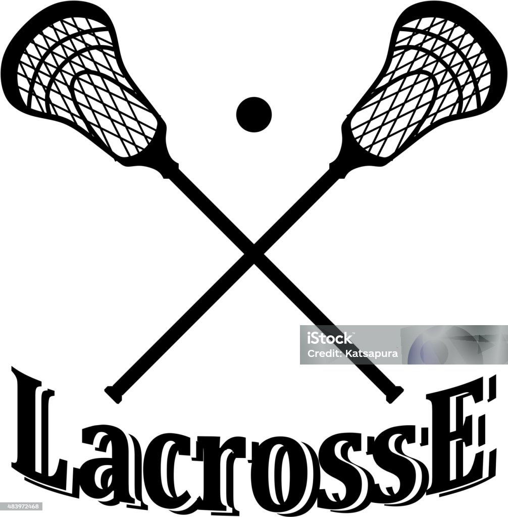 Crossed lacrosse stick and ball. Vector illustration Lacrosse stock vector