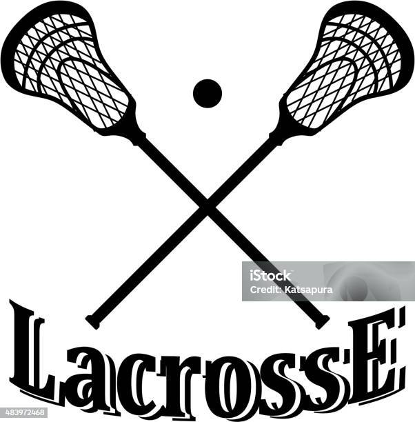 Crossed Lacrosse Stick And Ball Vector Illustration Stock Illustration - Download Image Now