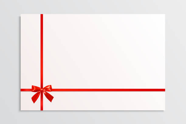 White blank card with a red bow and ribbons.Design element. White blank card with a red bow and ribbons. Design element. Vector illustration bow river stock illustrations