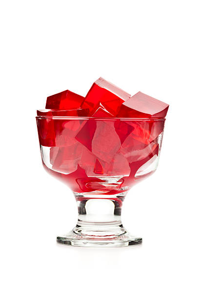 istock Dessert cup filled with red gelatin cubes. 483974458