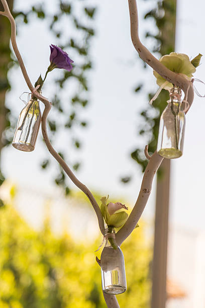 istock Wedding table decoration with flowers 483977884