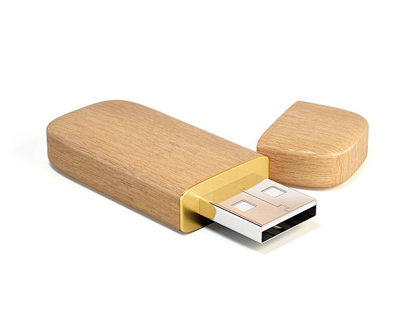 dispositivo de memoria usb de madera - usb cable stick usb flash drive pendrive fotografías e imágenes de stock