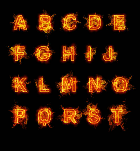 Fire font collection vector art illustration