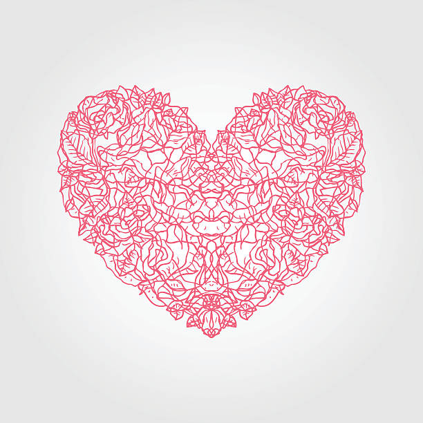 of 꽃 장식 장미 20송이 제공 - ornate swirl heart shape beautiful stock illustrations