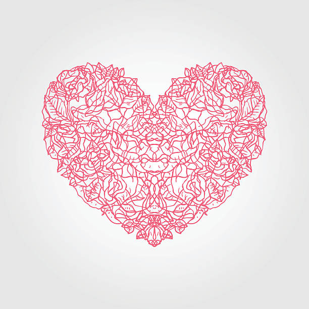 сердце из цветов роз - human heart red vector illustration and painting stock illustrations