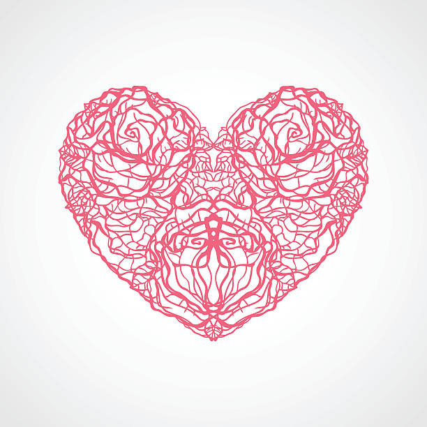 сердце из цветов роз - human heart red vector illustration and painting stock illustrations