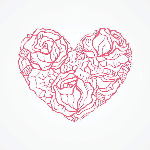 ilustrações, clipart, desenhos animados e ícones de coração de flores rosas - human heart red vector illustration and painting