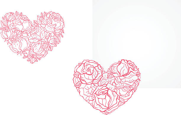 of 꽃 장식 장미 20송이 제공 - ornate swirl heart shape beautiful stock illustrations
