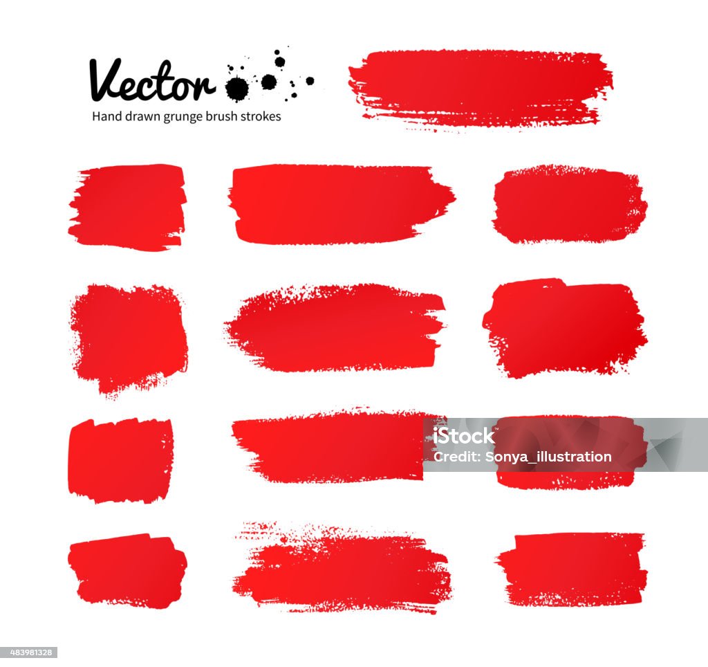 Roter Farbe Pinselstrichen. - Lizenzfrei Malfarbe Vektorgrafik