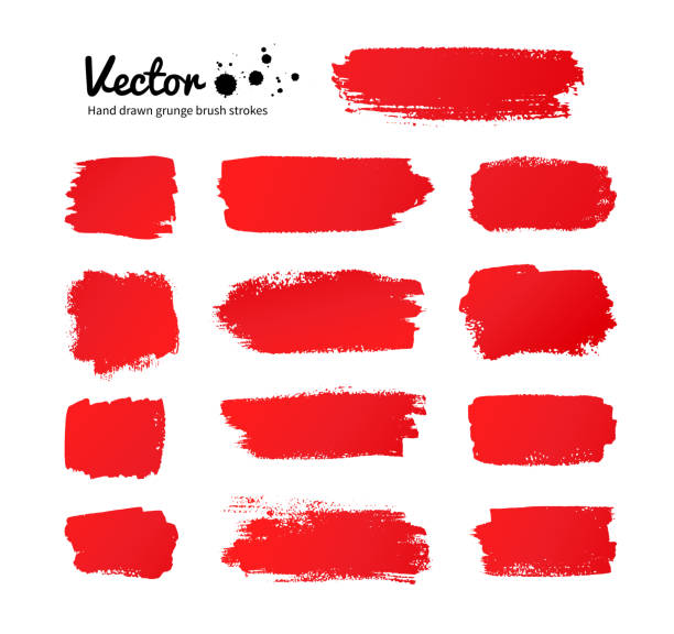 Red paint brush strokes. Vector grunge red paint brush strokes. smudged stock illustrations