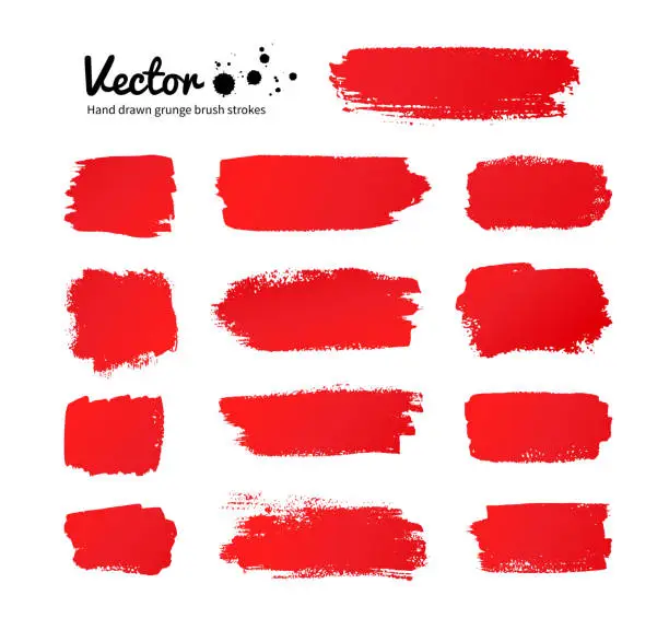 Vector illustration of Red paint brush strokes.